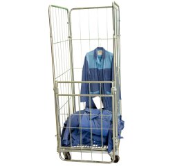 Roll acier zingué 3 ridelles + demi panneau avant rabattable 400 kg 660 x 760 mm