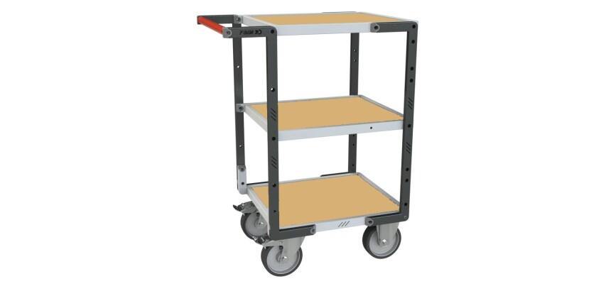 Servante montée 3 plateaux médium 400 kg 550 x 500 mm roue TPE