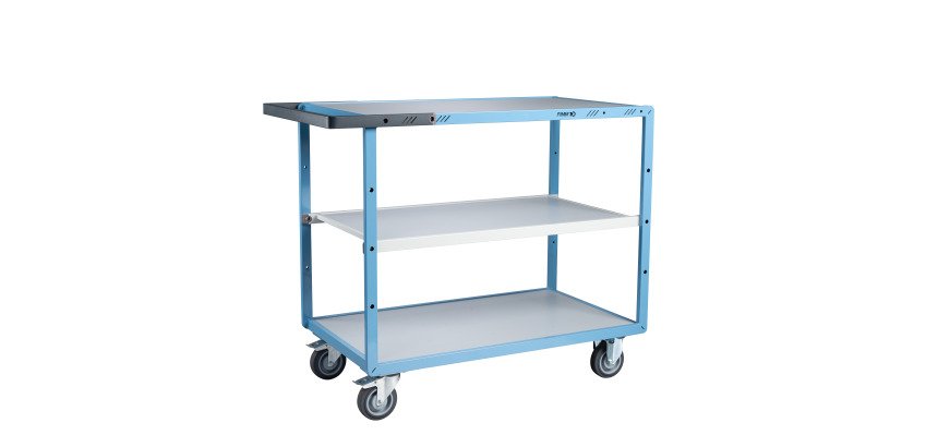 Servante mécano-soudée 3 plateaux mélaminés 250 kg 1000 x 600 mm roue TPE