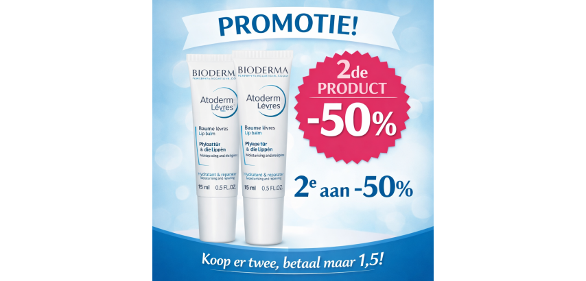Bioderma atoderm baume levres tube 2x15ml 2e -50%
