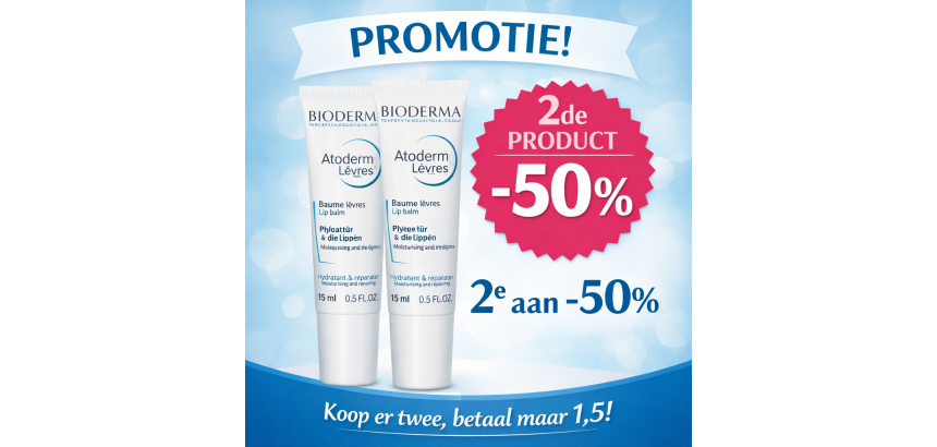 Bioderma atoderm baume levres tube 2x15ml 2e -50%