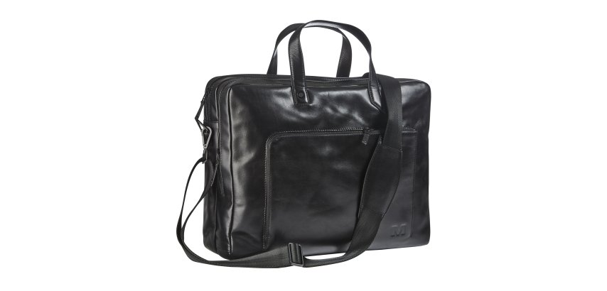 Leather computer bag with integrated sleeve for 15.6" laptop