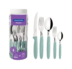 Cubertería  30 Piezas acero Inoxidable con mango de plástico