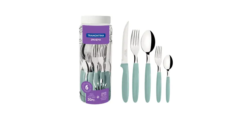 Cubertería  30 Piezas acero Inoxidable con mango de plástico