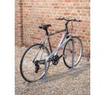 Lot de 2 ranges vélos platine pour 4 vélos Tube Ø 40 mm + peinture poudre époxy grise Platine Ø152mm, ép. 5mm et trous de fixation Ø9mm  MODELE TRIANGLE