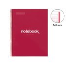 Notebook Emotions, Couverture rigide, A4, quadrillage 5x5 mm, 80 feuilles de 1 couleur, Miquelrius, Rouge.
