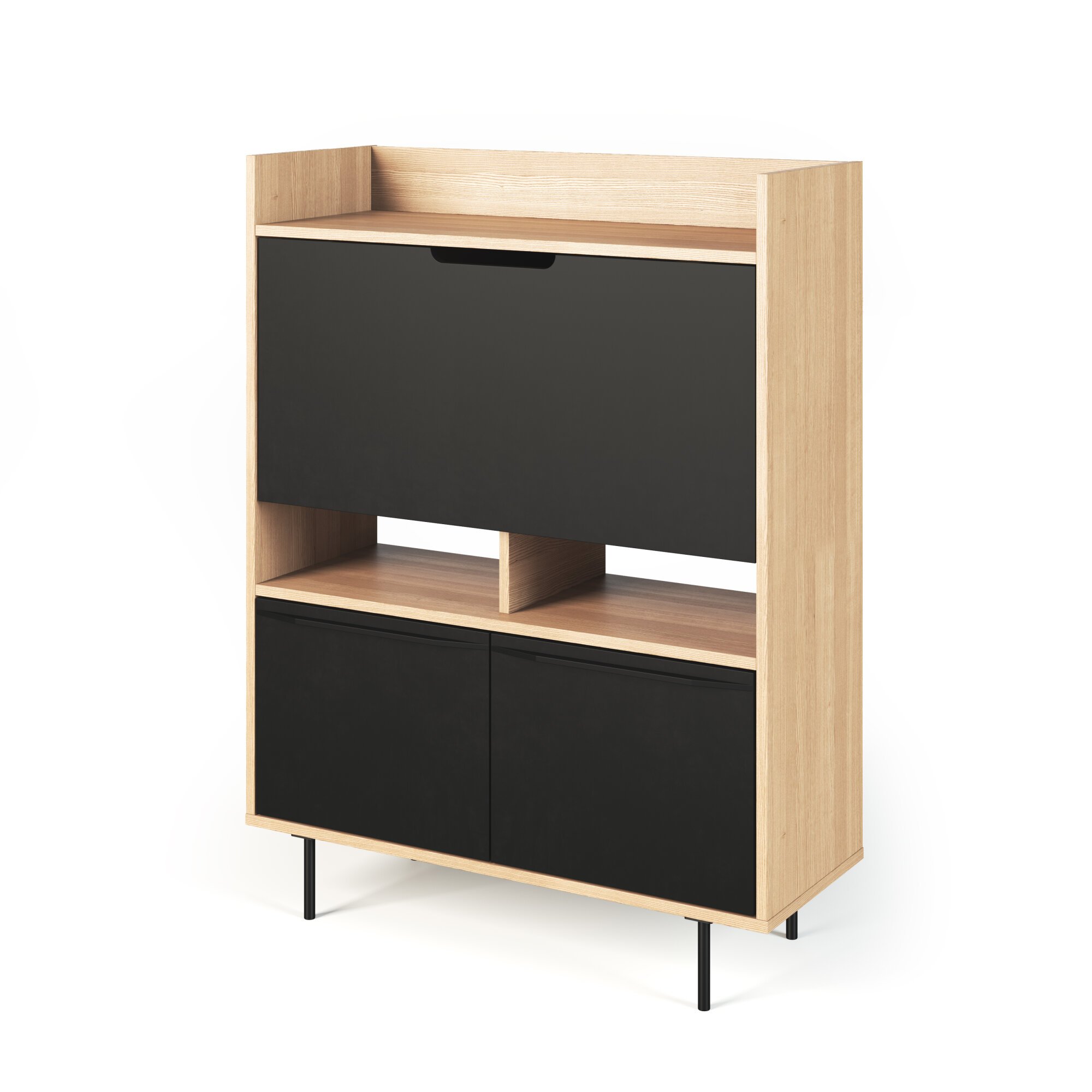 Bureau klein model Lime - eik/zwart L 138 cm