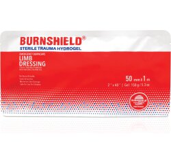 <b>Compresse pour brûlures au bras Burnshield 50 mm x 1 m</b>  
Burnshield arm burn dressing 50 mm x 1 m