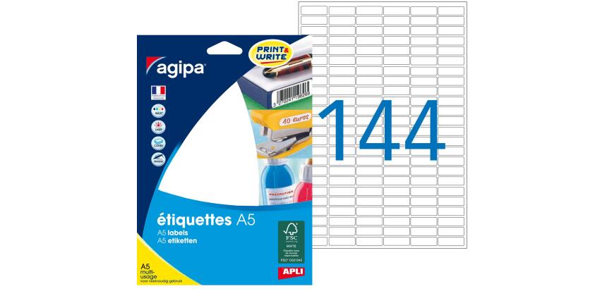 Étiquettes adresses 8 x 20 mm Agipa 114017 - Boîte de 2304