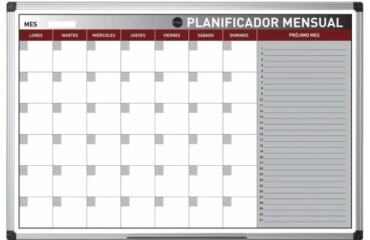 Planning Mensual Magnetica enmarcado aluminio anodizado 60X90