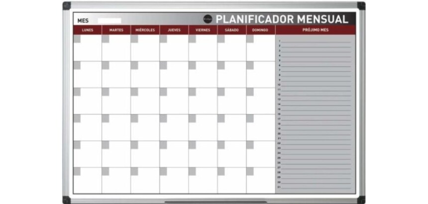 Planning Mensual Magnetica enmarcado aluminio anodizado 60X90