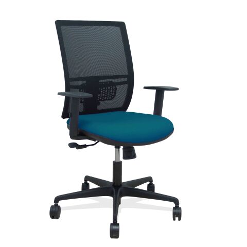 Silla de oficina Yunquera sincronizada malla brazos regulables - Azul pato