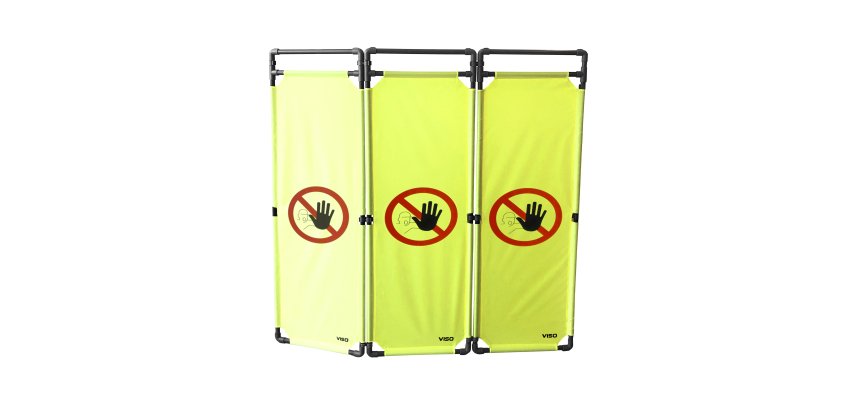 Barrière d'intervention PVC - 3 vantaux 1,80m - Logo Interdiction