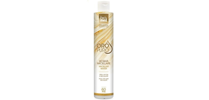 Eau micellaire anti-âge à l'or colloïdal pur 60 ppm Biomed Oro Puro - Flacon de 250 ml