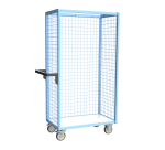 Servante grillagée 3 côtés plateau bois 250 kg 850 x 500 mm roue TPE
