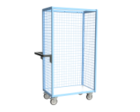 Servante grillagée 3 côtés plateau bois 250 kg 850 x 500 mm roue TPE