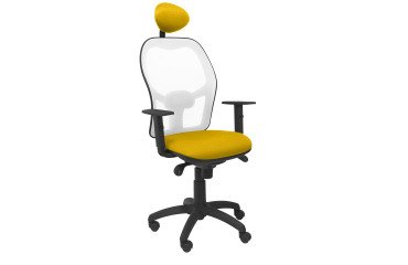 Chaise Jorquera en maille blanche avec appui-tête fixe et assise Bali