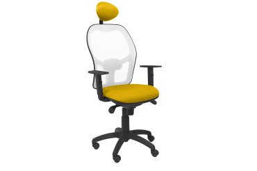 Chaise Jorquera en maille blanche avec appui-tête fixe et assise Bali