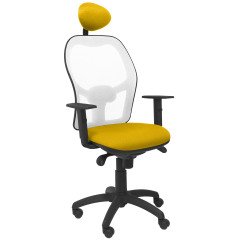 Chaise Jorquera en maille blanche avec appui-tête fixe et assise Bali