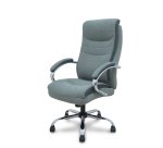 Bureaustoel Opti533 kantelmechanisme, grijze stof, verchroomde structuur, vaste armleuningen, zonder hoofdsteun, nylon wielen 50 mm