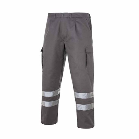 Pantalón multibolsillos 100% algodón con 2 bandas reflectantes talla 44 - Gris