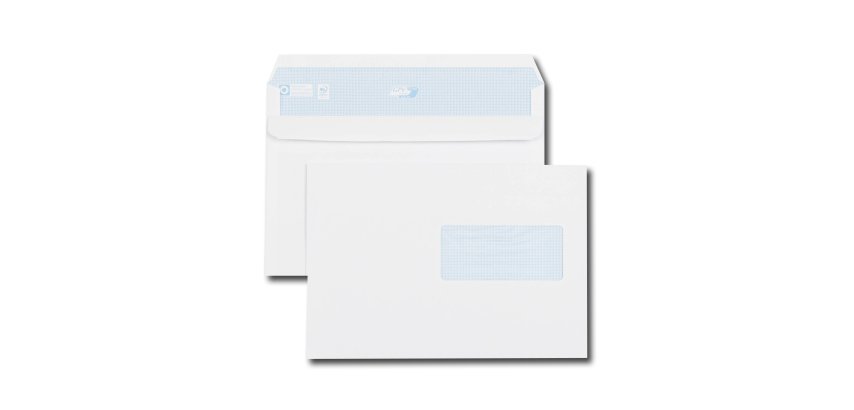 Enveloppe blanche 162 x 229 mm GPV 90 g avec fenêtre 45 x 100 mm blanche - Boîte de 500
