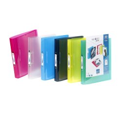 Classeur 2 anneaux plastifié Viquel Propyglass personnalisable A4 – Dos 3.5 cm couleurs assorties translucides