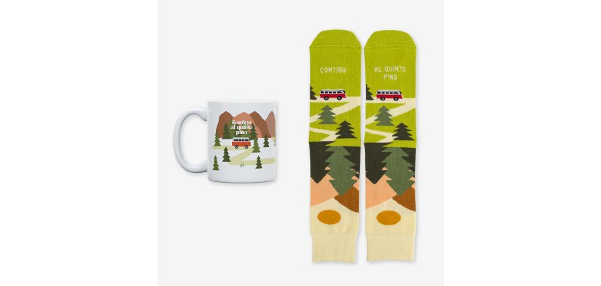 Kit Taza + Calcetines "Contigo al quinto pino" Camper talla 42-46