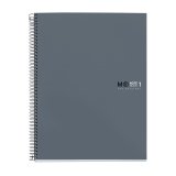 Notebook The Original, Couverture rigide, A4, lignes horizontales, 80 feuilles de 1 couleur, Miquelrius, Grafit.
