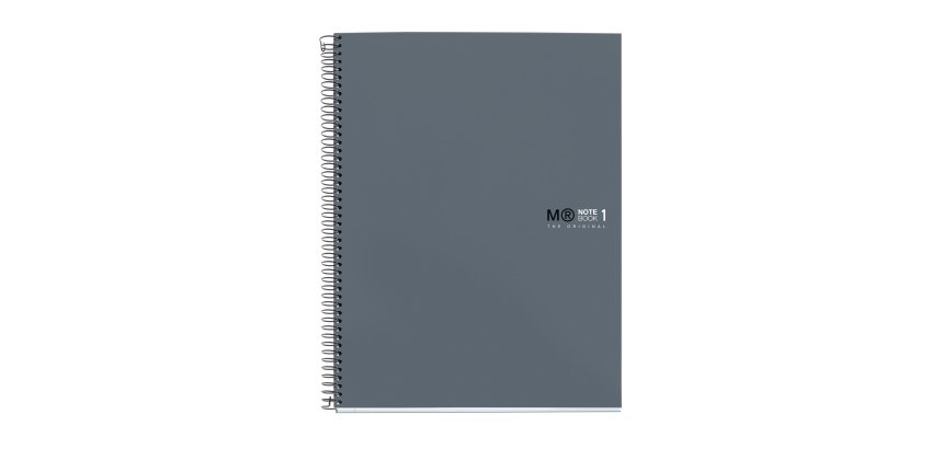 Notebook The Original, Couverture rigide, A4, lignes horizontales, 80 feuilles de 1 couleur, Miquelrius, Grafit.
