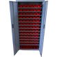 Armoire avec 84 bacs 1L rouge- 760x260x1600 avec portes