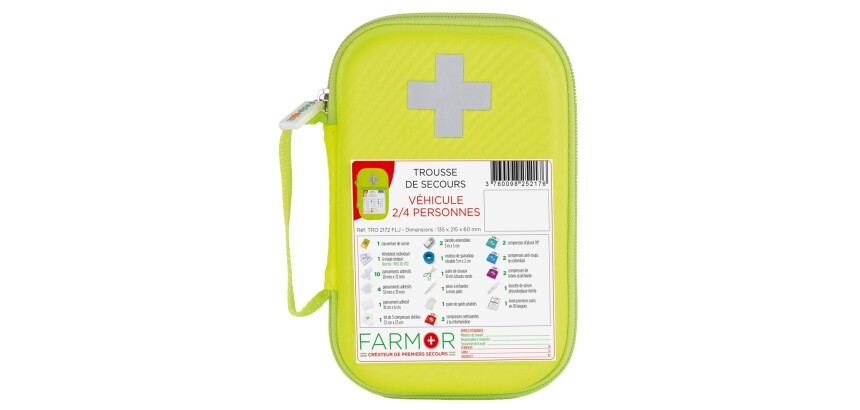 Trousse de secours Véhicule 2/4 personnes en PU jaune