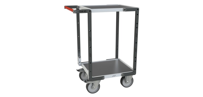 Servante montée 2 plateaux tôle 400 kg 550 x 500 mm roue TPE