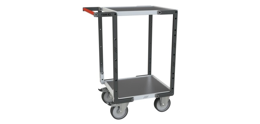 Servante montée 2 plateaux tôle 400 kg 550 x 500 mm roue TPE