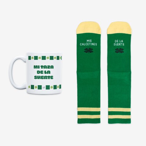 Kit Taza + Calcetines "Mis calcetines de la suerte" GreenVibes Talla 36-41