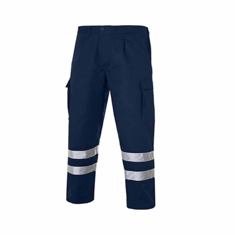 Pantalón multibolsillos 100% algodón con 2 bandas reflectantes talla 44 - Azul marino