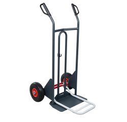 Diable à basculement assisté acier 350 kg bavette mixte poignée à garde roue increvable