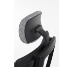 Ergonomischer Bürostuhl MAXPRO SCHWARZ, Stoff und Mesh, mit 2D-Armlehnen und Kopfstütze, Synchronmechanismus, schwarze Füße
