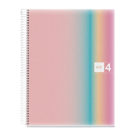 Notebook Aurora, Couverture souple, A4, quadrillage 5x5 mm, 120 feuilles de 4 couleurs, Miquelrius, West Bay.
