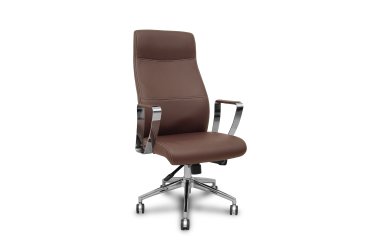 Fauteuil de direction Ergo540 Synchrone, similicuir marron, piètement chromé, roulettes chromées
