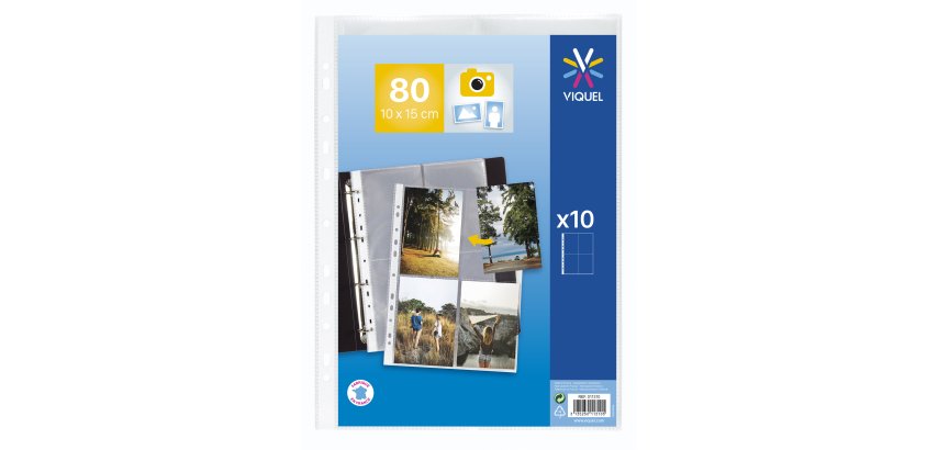 Pochettes perforées Viquel 23.5 x 32 cm pour photos 10x15 cm - sachet de 10