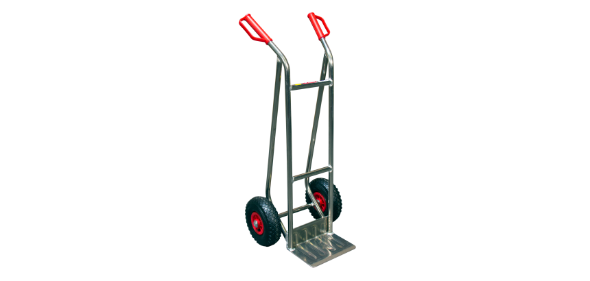 Diable aluminium 200 kg sans patins bavette fixe 280 x 260 mm roue  pneumatique