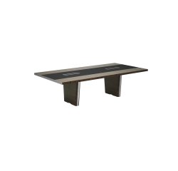 Table de réunion Xennon L.281 x P.140 cm avec insert en cuir