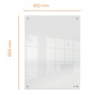 Mini pizarra blanca acrílica transparente Nobo de 600x450 mm montada en la pared