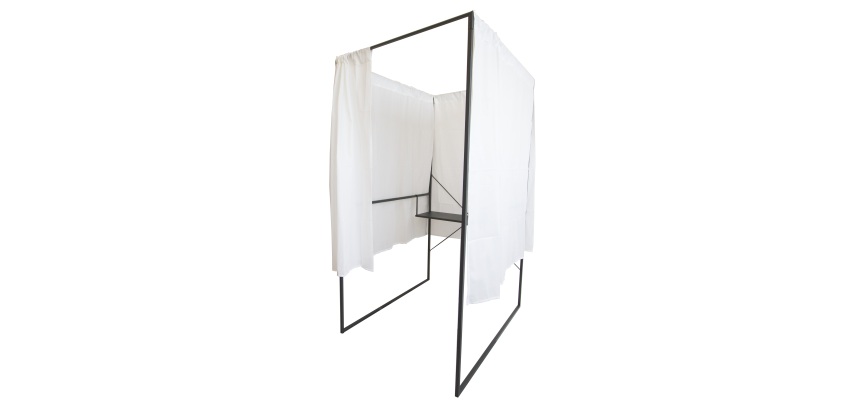 Isoloir PMR 100x130cm avec rideau ignifuge