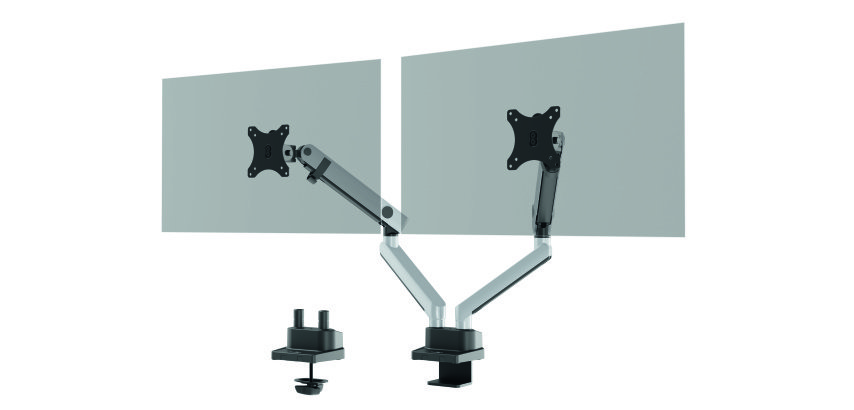 Bras support écran double SELECT PLUS fixation sur table