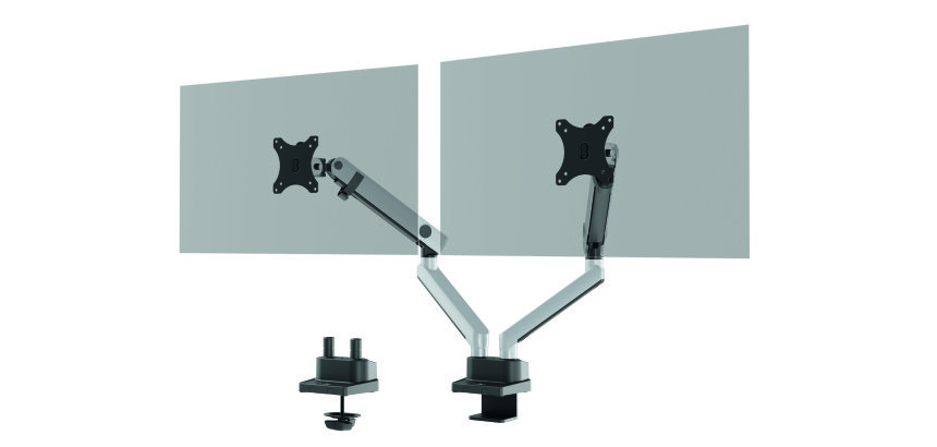 Bras support écran double SELECT PLUS fixation sur table