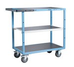 Servante mécano-soudée 3 plateaux tôle galvanisée 250 kg 850 x 500 mm roue TPE