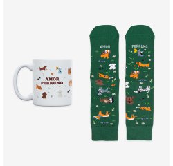 Kit Taza + Calcetines "Amor Perruno" Doglover Talla 36-41