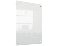 Mini pizarra blanca acrílica transparente Nobo de 600x450 mm montada en la pared